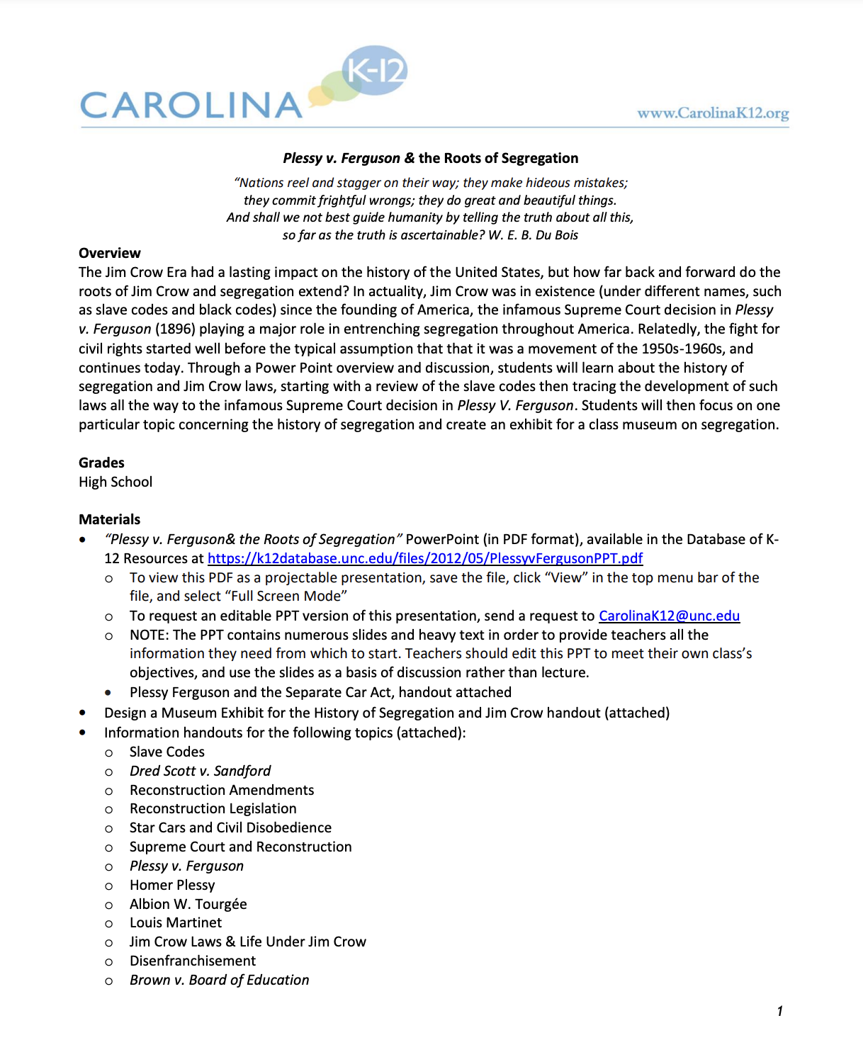 Plessy v. Ferguson & the Roots of Segregation Lesson Plan