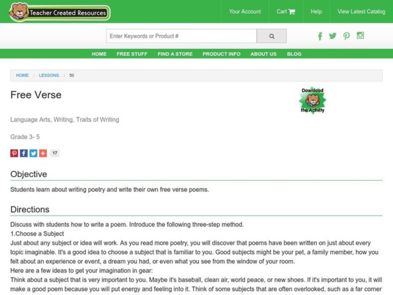 Free Verse Lesson Plan