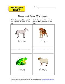 Above and Below Worksheet