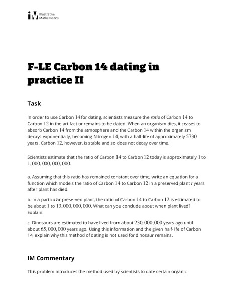 Carbon 14 Dating in Practice II Activity