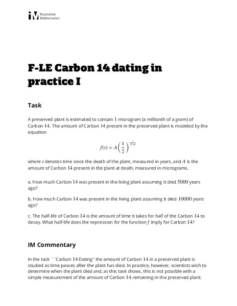 Carbon 14 Dating in Practice I Activity