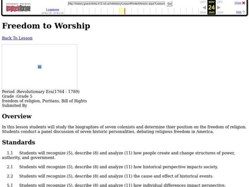 Freedom to Worship Lesson Plan