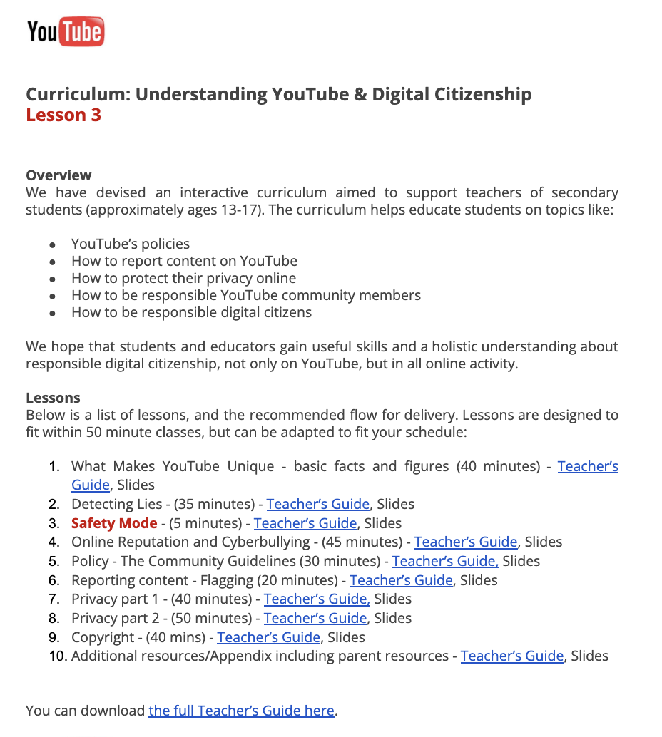 Safety Mode Lesson Plan