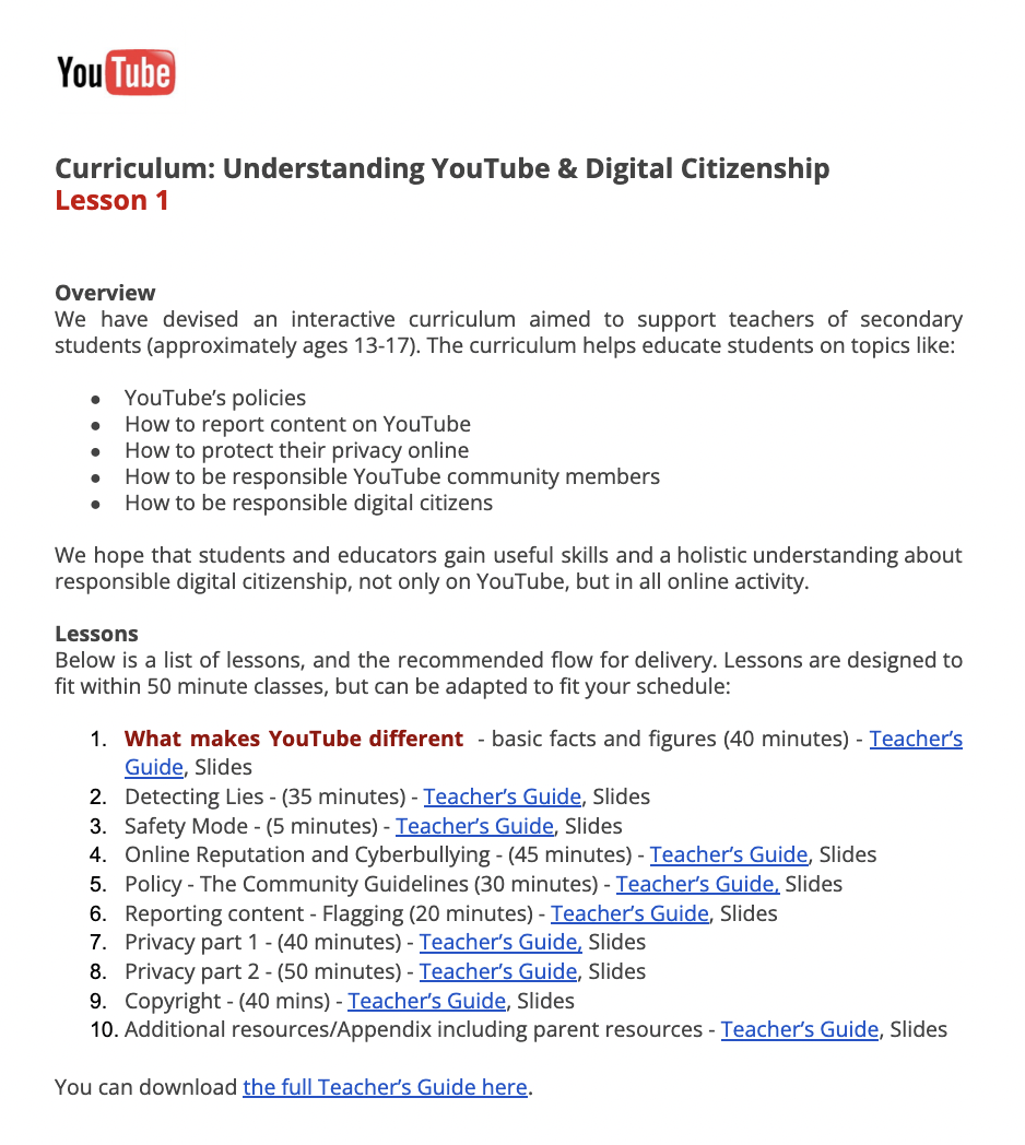 What Makes YouTube Unique Lesson Plan