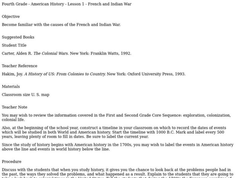 French and Indian War Lesson Plan