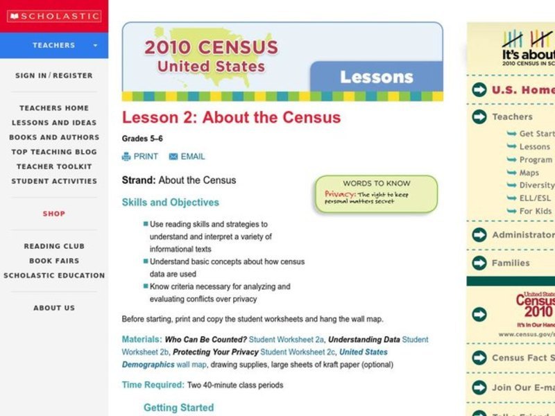 About the Census Lesson Plan