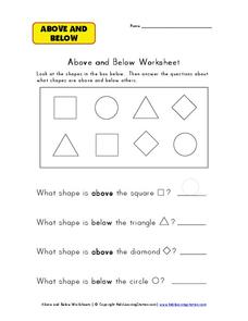 Above and Below Worksheet Worksheet