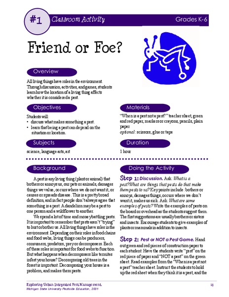 Friend or Foe? Activity