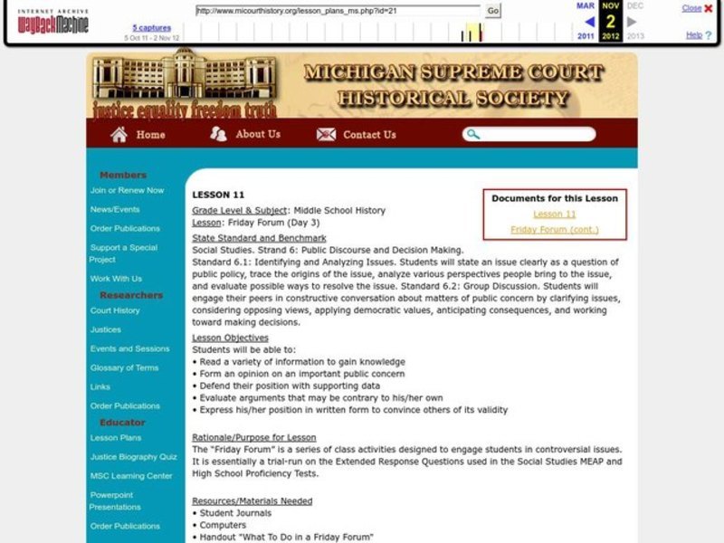 Friday Forum Lesson Plan