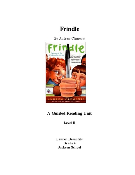 Frindle: A Guiding Reading Unit Unit Plan