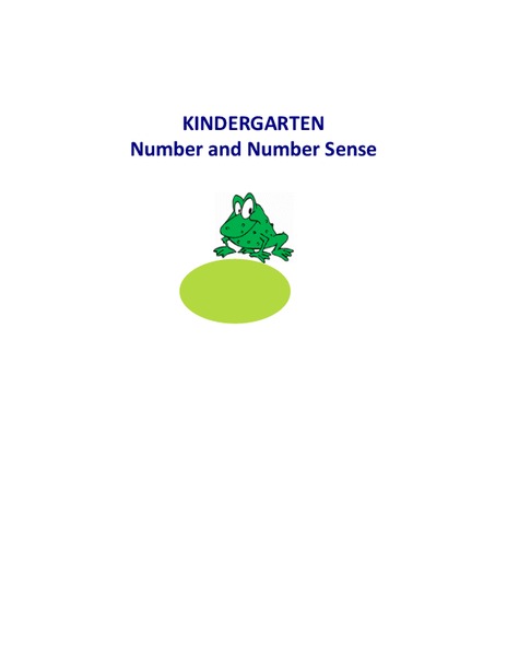 Kindergarten Numbers and Number Sense Unit Plan