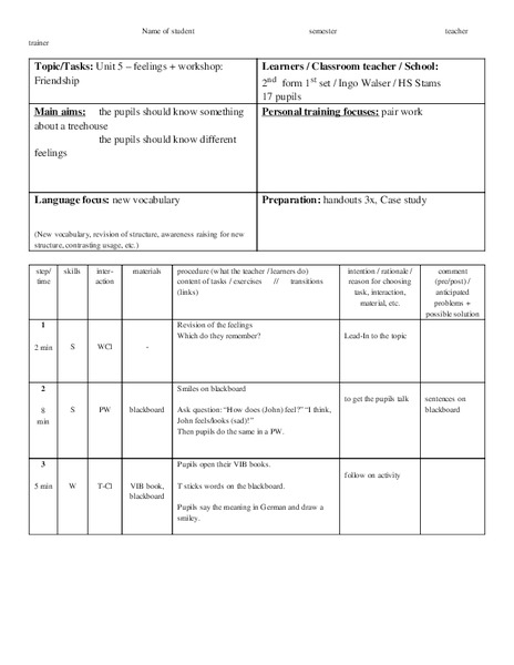 Friendship Lesson Plan