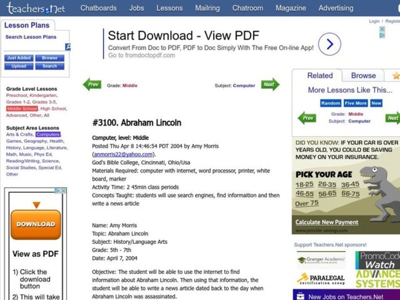 Abraham Lincoln Lesson Plan