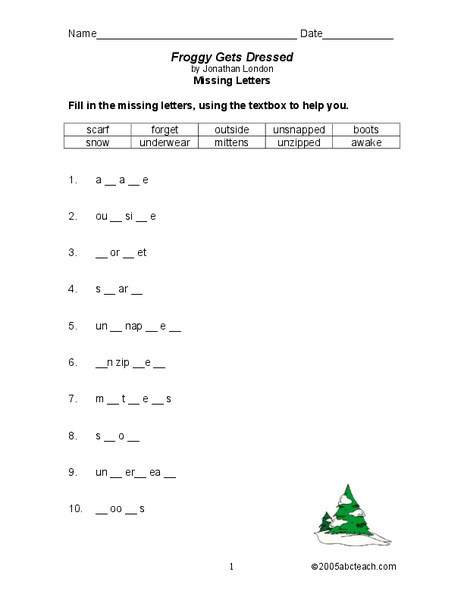 Froggy Gets Dressed Worksheet