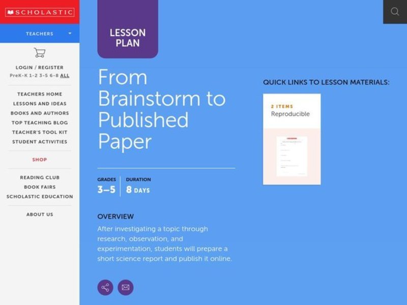 From Brainstorm to Published Paper Lesson Plan