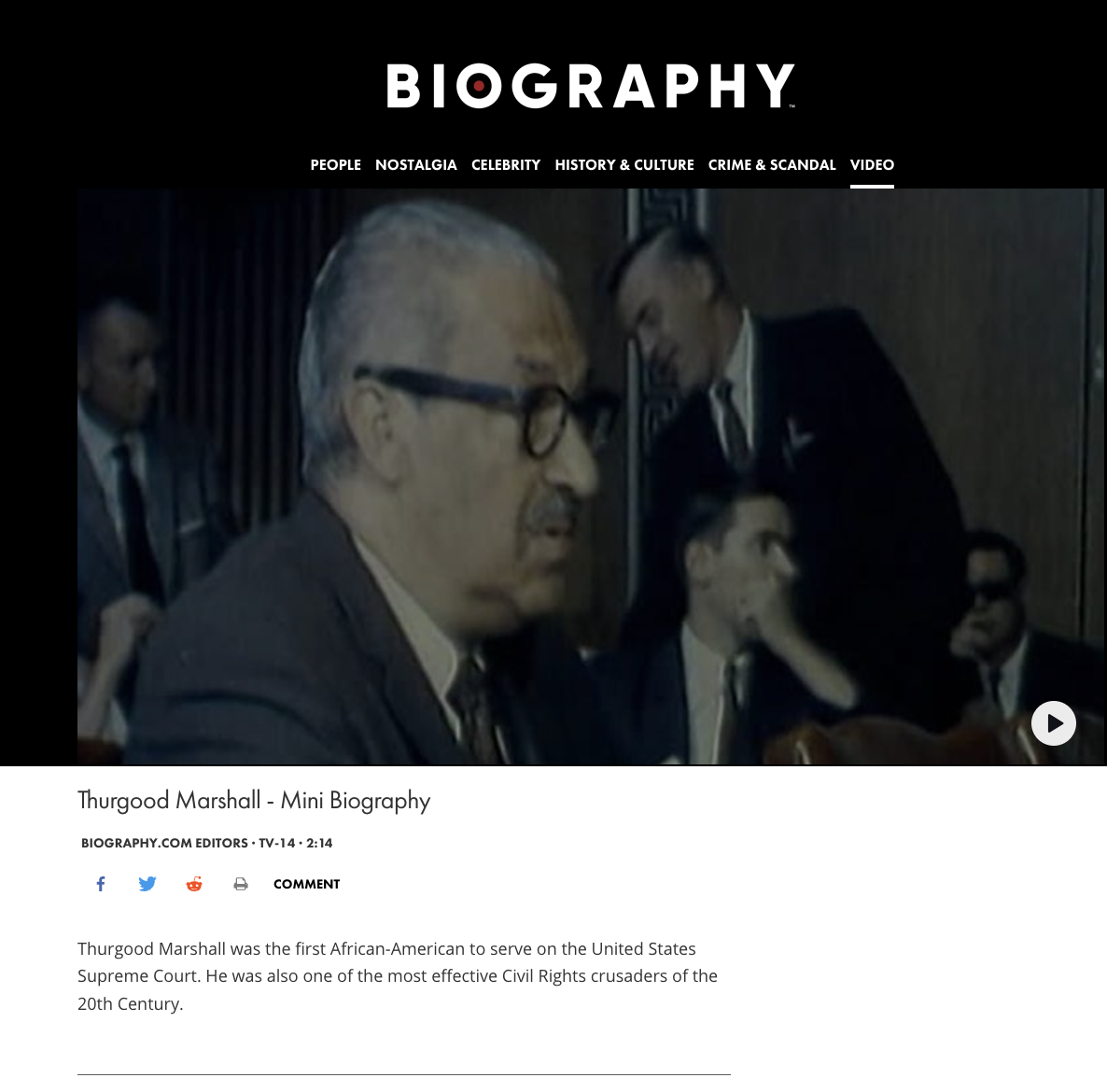 Thurgood Marshall- Mini Biography Instructional Video