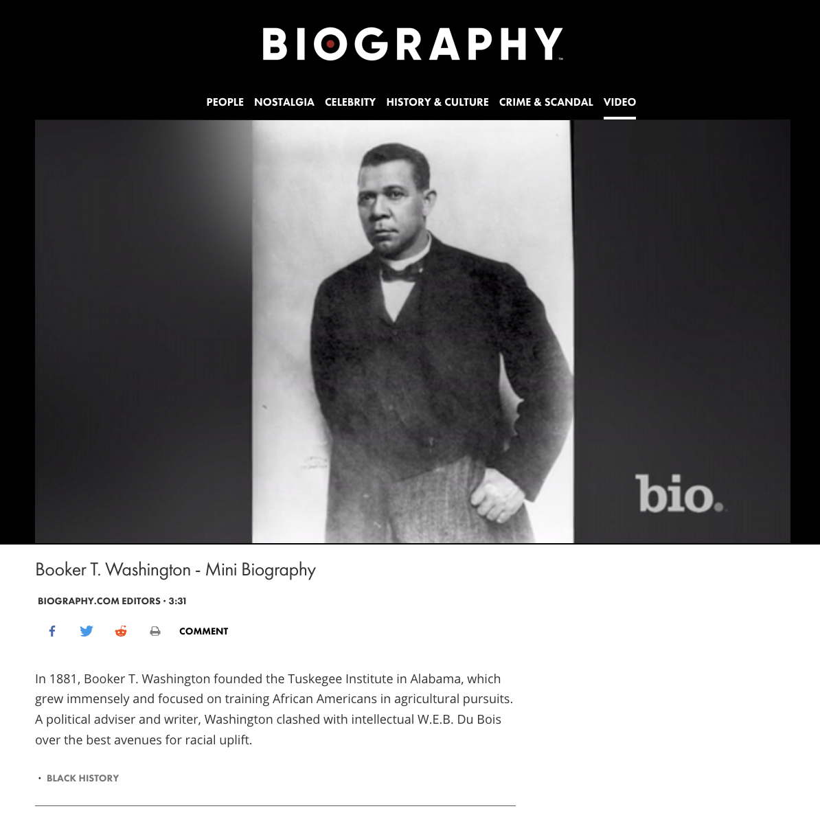 Booker Washington- Mini Biography Instructional Video