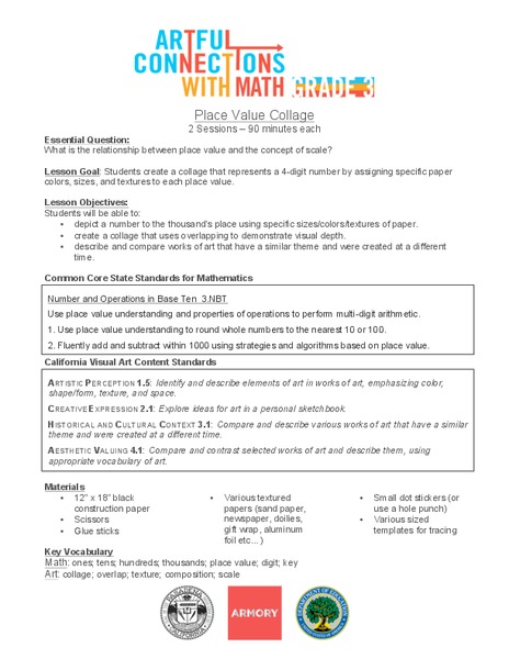 Place Value Collage Lesson Plan