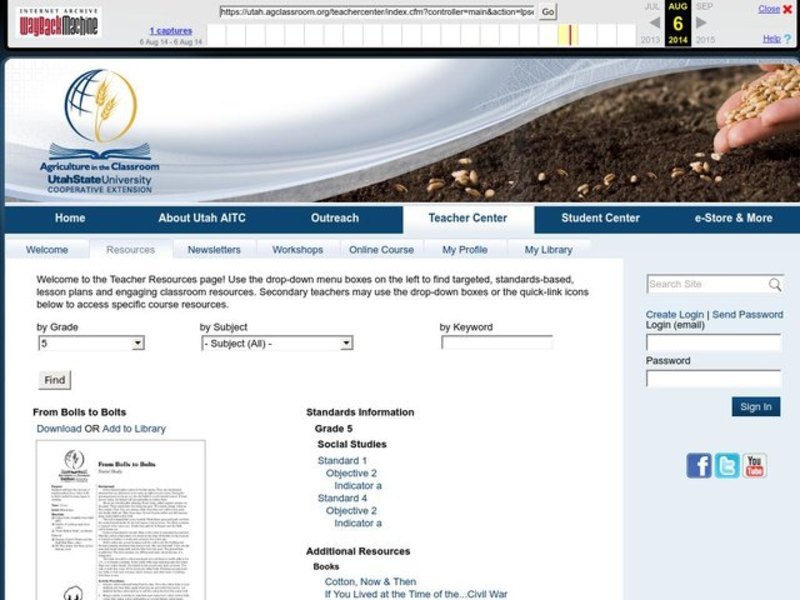 From Bolls to Bolts Lesson Plan