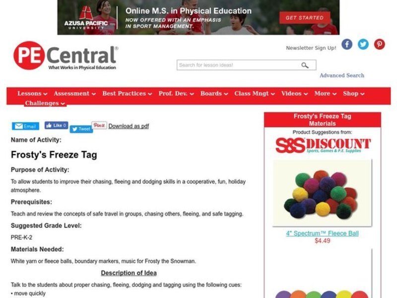Frosty's Freeze Tag Lesson Plan