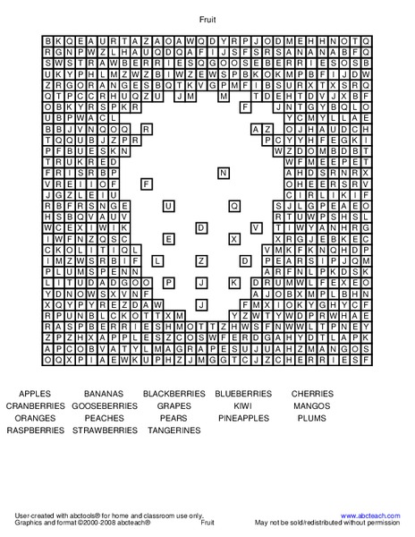 Fruit Worksheet