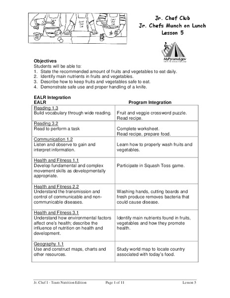 Fruits and Vegetables Lesson Plan
