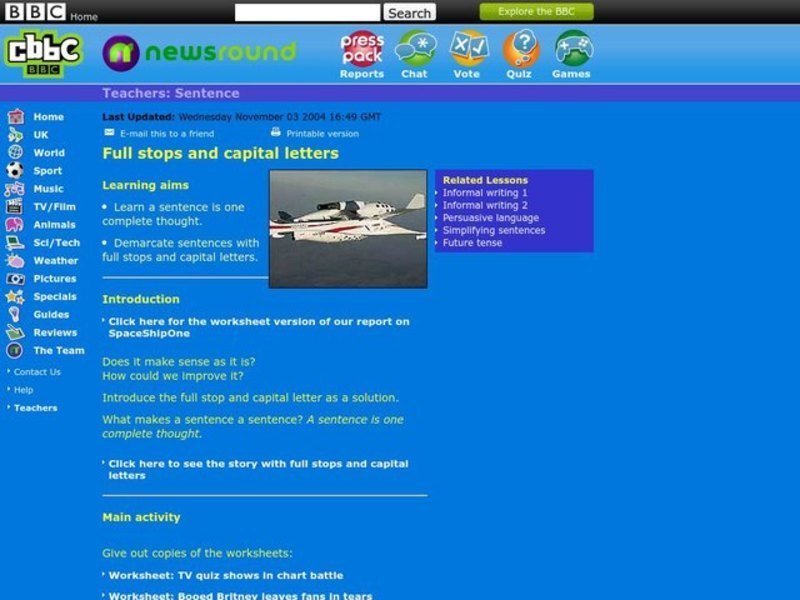 Full Stops and Capital Letters Lesson Plan