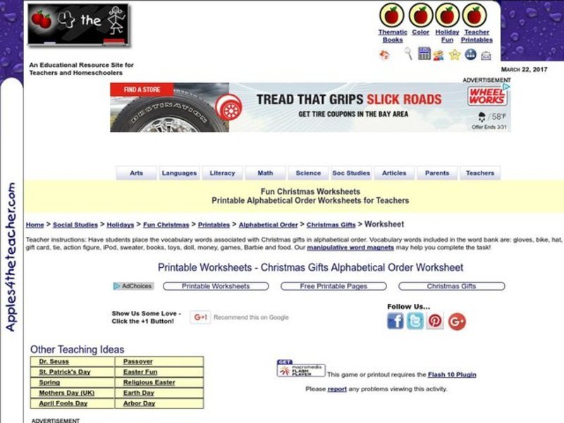 Fun Christmas Alphabetical Order Worksheet