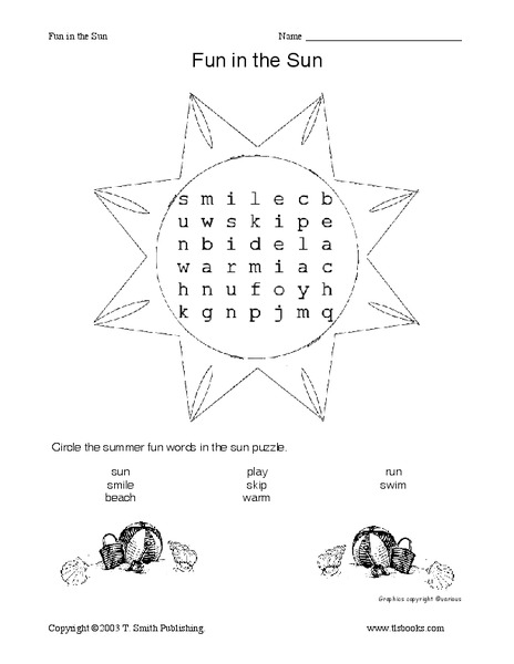 Fun in the Sun Worksheet