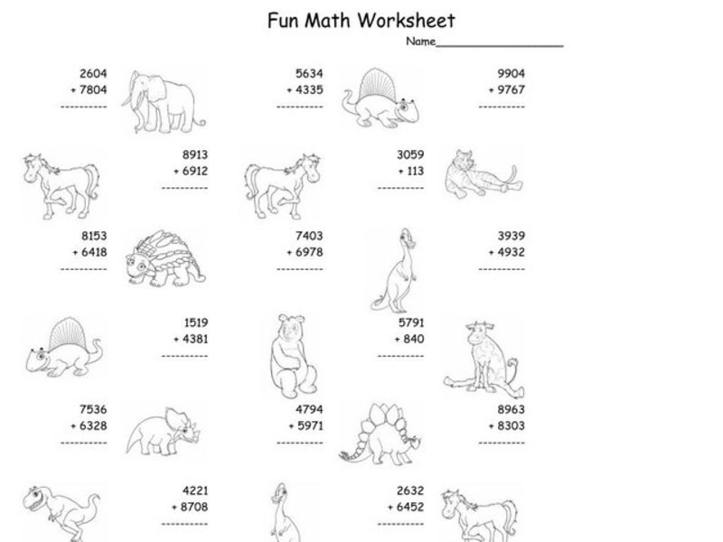 Fun Math 20 Worksheet