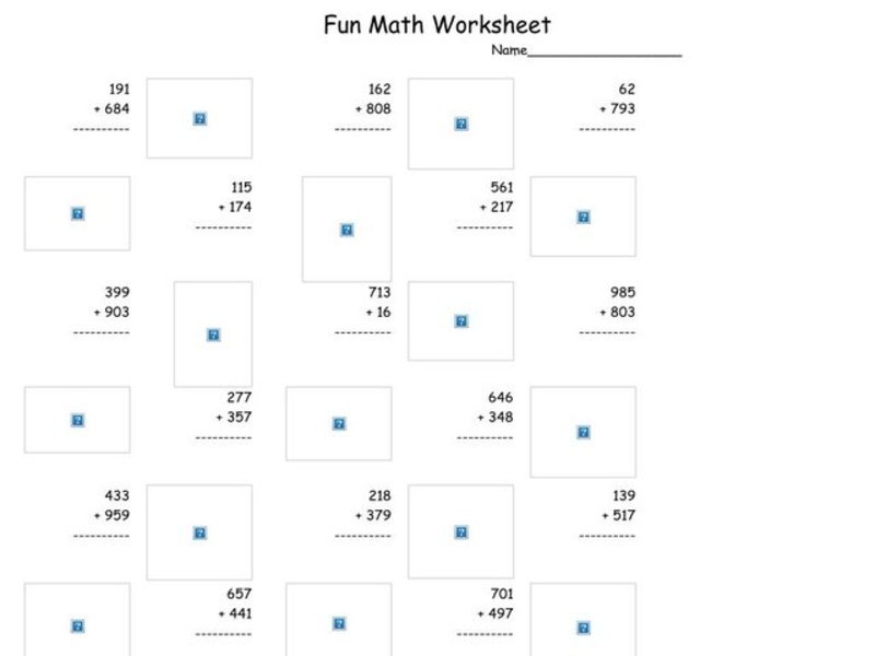 Fun Math 45 Worksheet