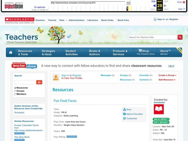 Fun Food Faces Lesson Plan