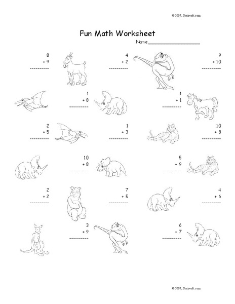 Fun Math Worksheet: 1-Digit Addition Worksheet