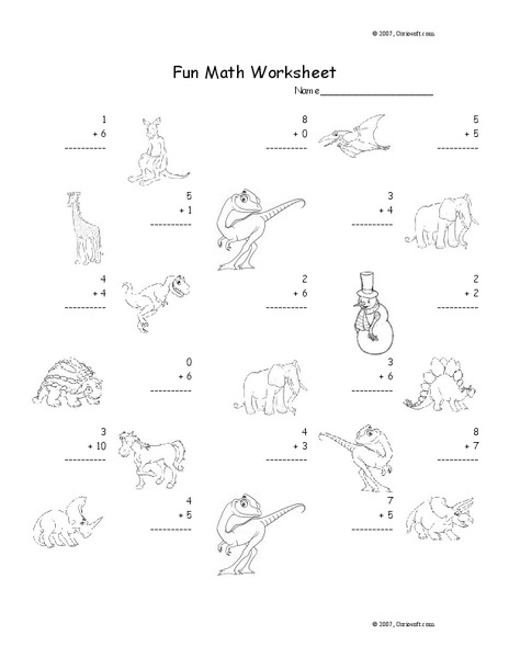 Fun Math Worksheet: 1-Digit Addition Worksheet