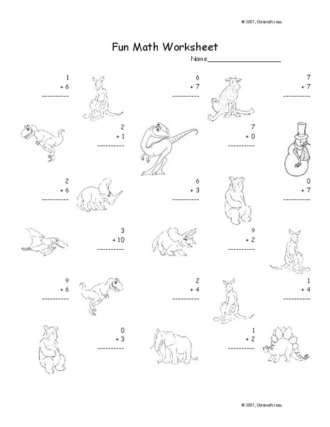 Fun Math Worksheet: 1-Digit Addition 11 Worksheet