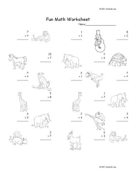 Fun Math Worksheet: 1-Digit Addition Worksheet