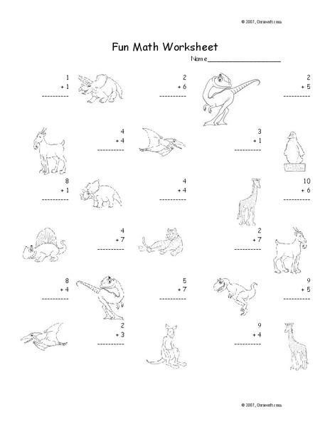 Fun Math Worksheet: 1-Digit Addition 12 Worksheet