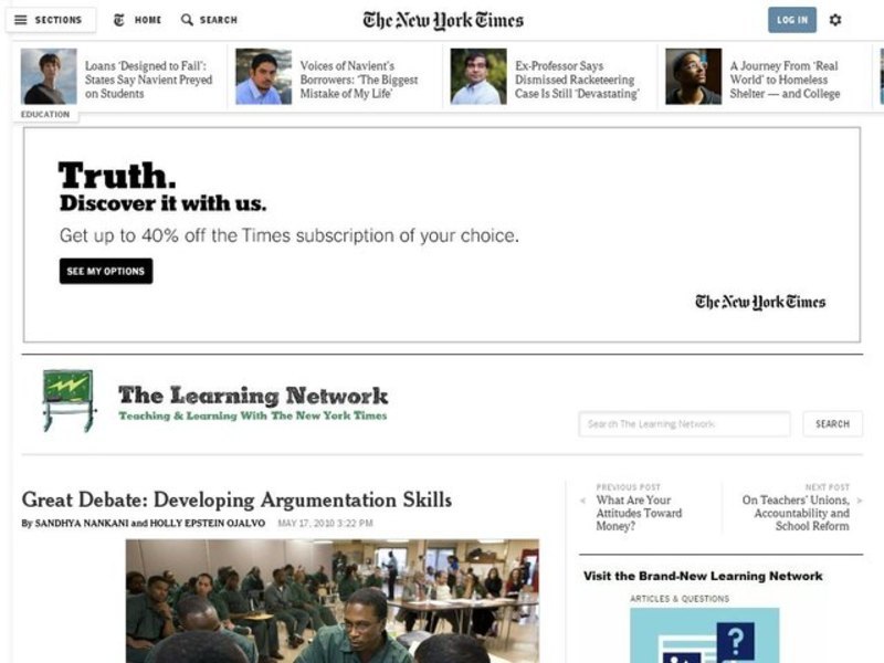 Great Debate: Developing Argumentation Skills Worksheet