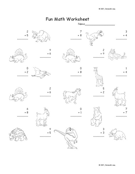 Fun Math Worksheet: 1-Digit Addition 13 Worksheet