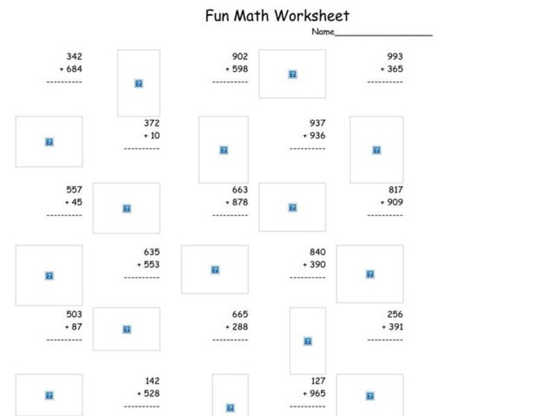 Fun Math 73 Worksheet