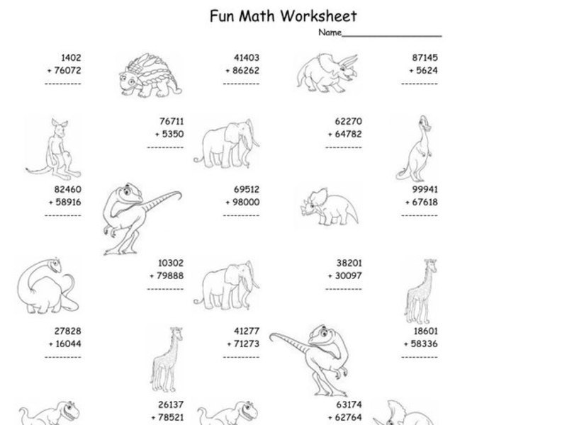 Fun Math Worksheet Worksheet