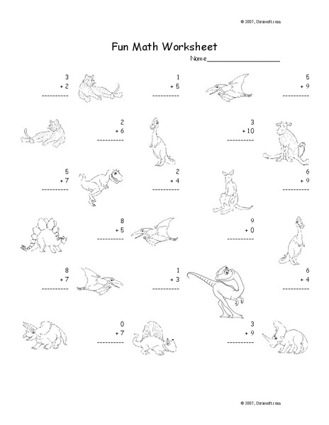 Fun Math Worksheet: 1-Digit Addition 15 Worksheet