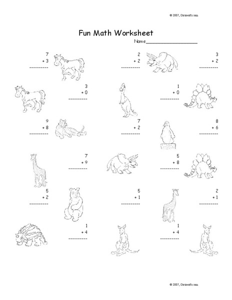 Fun Math Worksheet: 1-Digit Addition 16 Worksheet
