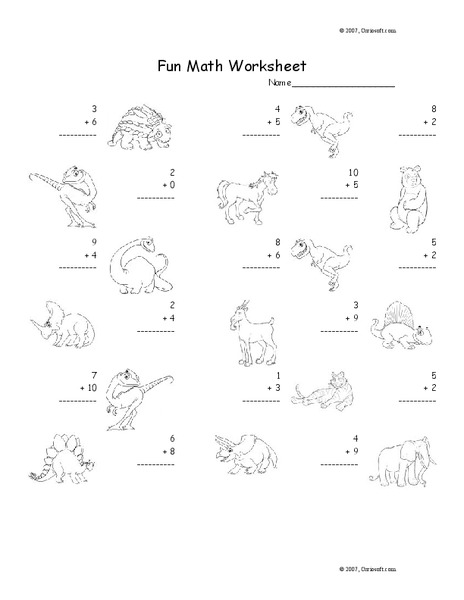 Fun Math Worksheet: 1-Digit Addition 14 Worksheet