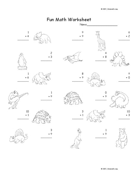 Fun Math Worksheet: 1-Digit Addition 16 Worksheet