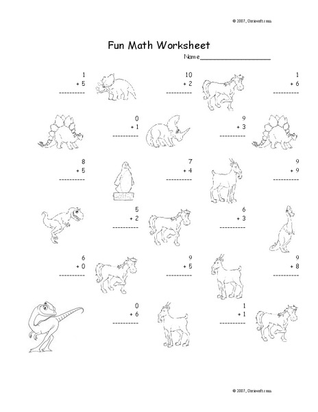 Fun Math Worksheet: 1-Digit Addition 2 Worksheet