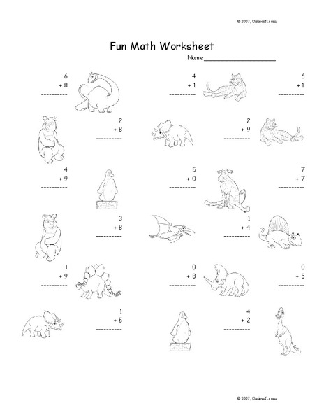 Fun Math Worksheet: 1-Digit Addition 15 Worksheet