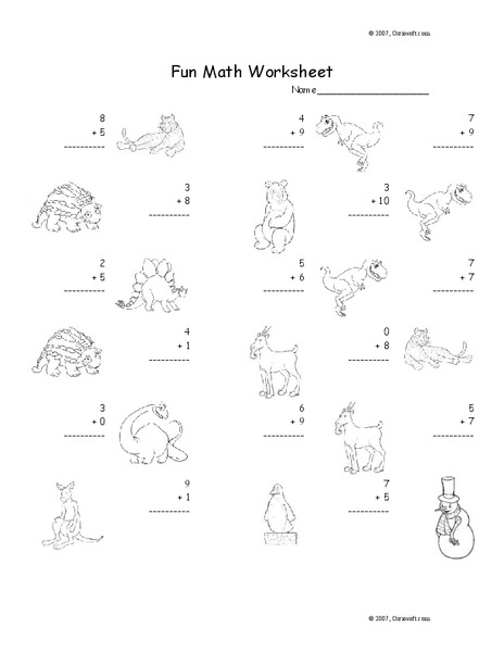 Fun Math Worksheet: 1-Digit Addition 17 Worksheet