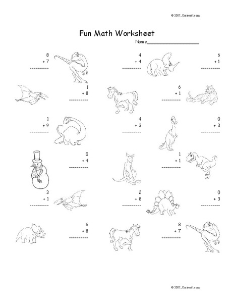 Fun Math Worksheet: 1-Digit Addition 17 Worksheet