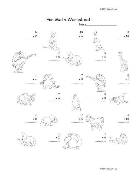 Fun Math Worksheet: 1-Digit Addition 25 Worksheet
